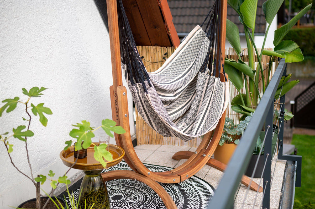 La Siesta Udine Organic Chaise Hamac 115cm avec support en bois d'eucalyptus Indoor