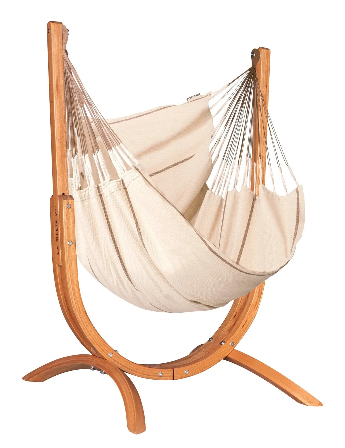 La Siesta Udine Organic Chaise Hamac 115cm avec support en bois d'eucalyptus Indoor Nougat