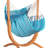 La Siesta Udine Organic Chaise Hamac 115cm avec support en bois d'eucalyptus Indoor Azure 