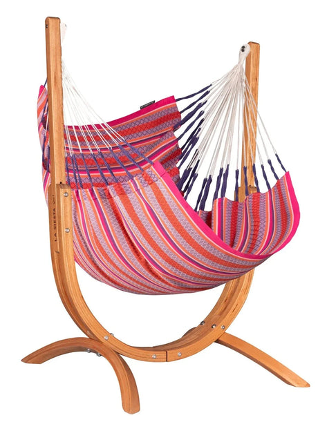 La Siesta Udine Organic Chaise Hamac 115cm avec support en bois d'eucalyptus Indoor Flamingo 