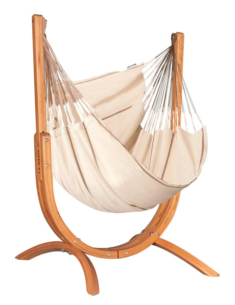 La Siesta Udine Organic Chaise Hamac 115cm avec support en bois d'eucalyptus Indoor Nougat 